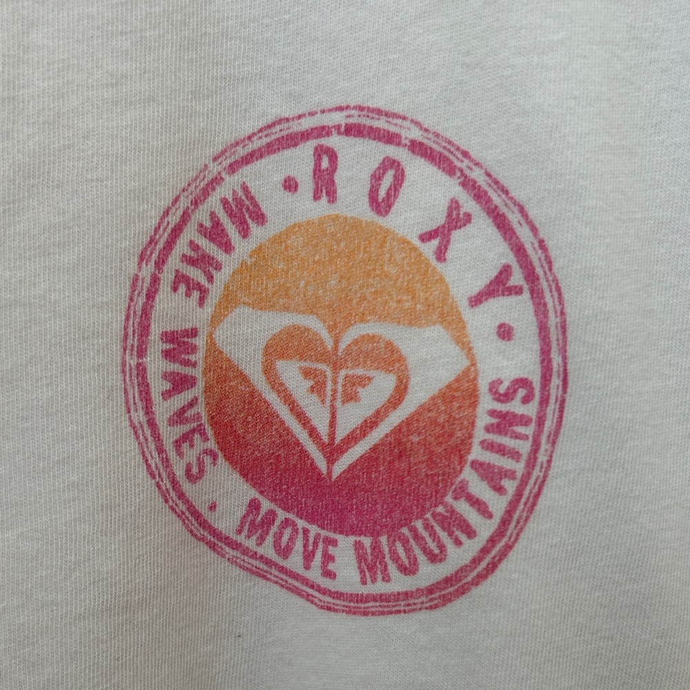 Roxy White Tee with Pink and Orange Graphic (L)